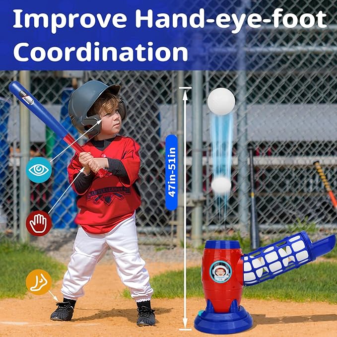 T Ball Sets for Kids 5-8,Tee Ball Set with Plastic Baseball Bat,Toddler Game Sports & Outdoors Toys, Baseball Training Equipment for Youth 3-5, Tball Gifts for Boys Girls 8-12