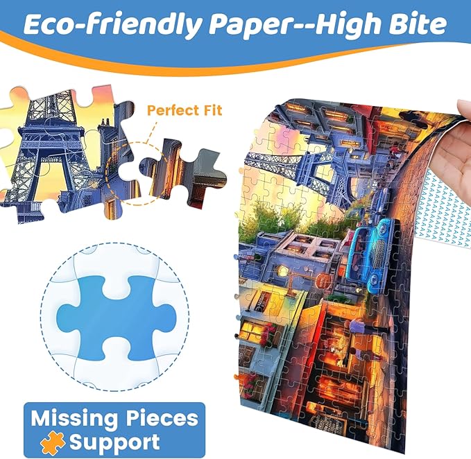 Puzzles 300 Pieces for Adults | Eiffel Tower Jigsaw Puzzles | Recycled Cardboar Jigsaw Puzzles 300 Pieces | Challenging Family Activity Great Gift Idea for Family Friends | 20.5 X 15 inches