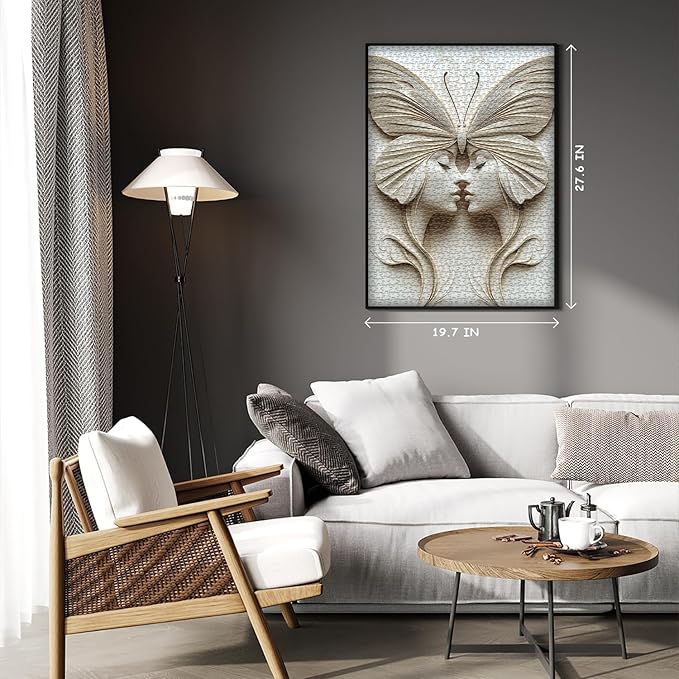 Impossible Puzzles for Adults 1000 Pieces, Women Butterfly Beauty Puzzle Unique Abstract Art, Lady Aesthetic Jigsaw Puzzle Difficult Challenging