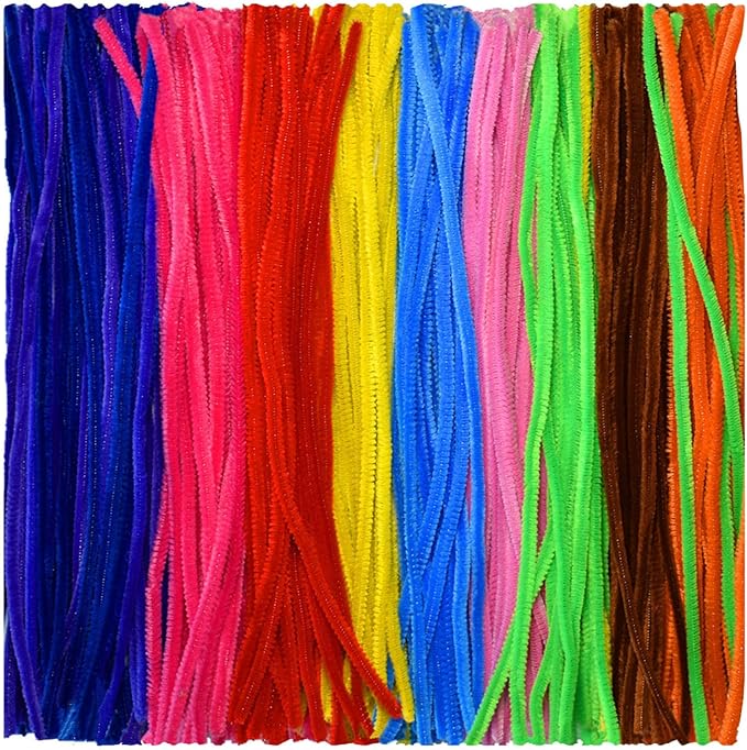 Multicolor Pipe Cleaners Craft (200 Pieces) Chenille Stems 10 Colors for DIY Art Decorations Creative (6 mm x 12 Inch)