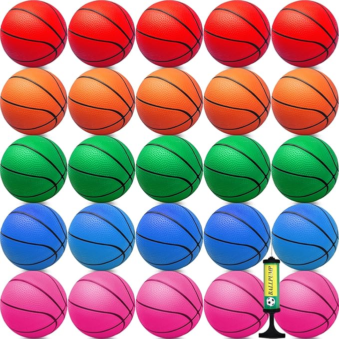 30Pcs 7" Mini Basketball Balls Bulk PVC Small Basketballs for Over The Door Basketball Hoop Games Party Favors Indoor Outdoor Play Adults Kids Pool Beach Colorful