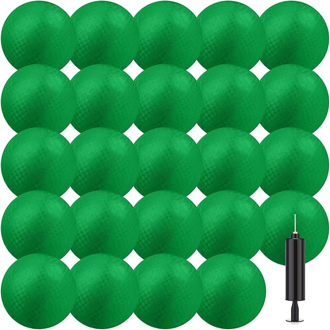 Yunsailing 24 Pack Dodgeballs Bulk 6 Inch Operation Christmas Playground Balls Rubber Bouncy Inflatable Kickball with Pump for Kids Adult Outdoor Handball Game Christian Donation Gift (Dark Green)