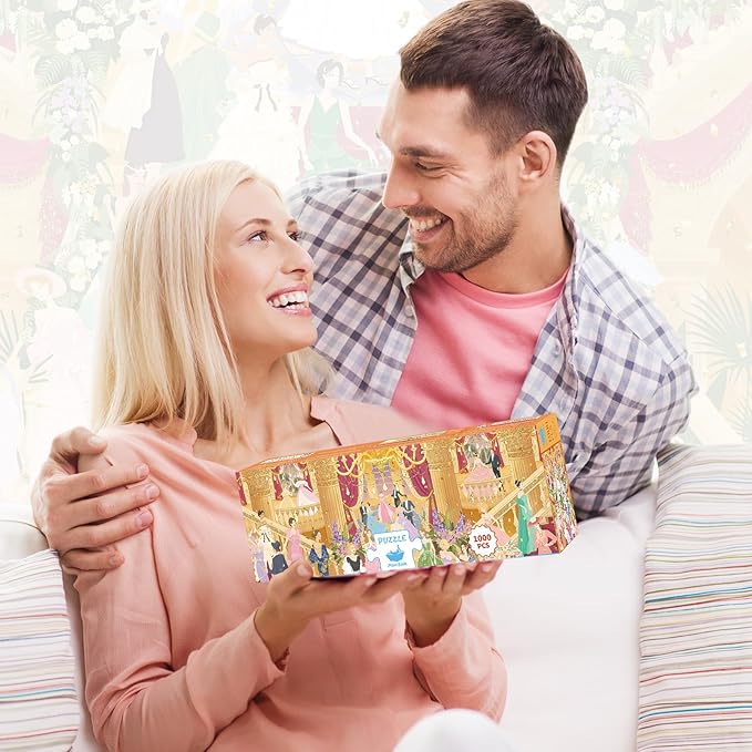 MOMIBOOK 1000 Piece Puzzle for Adults Jigsaw Puzzles of Party Waltz, Gilding Dancing Together Painting Image Challenging Hard Impossible Puzzle Unique Party Christmas Birthday Gifts