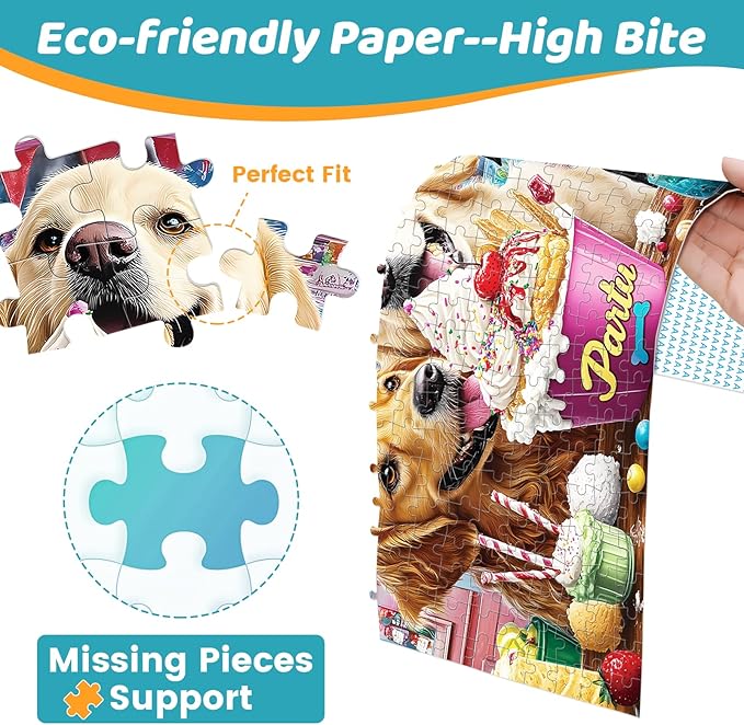 300 Pieces Puzzles for Adults | Dog Birthday Party Jigsaw Puzzles 300 Piece for Children Adults Seniors | Sturdy,Safe | Engaging & Educational Toys Great Gift for Boys Girls 20.5 x 15 in