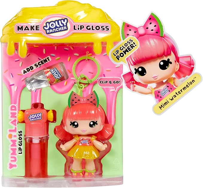 Yummiland x Licensed Sweets Lip Gloss Doll: JOLLY RANCHER Includes DIY Lip Gloss + Removable Keychain, Cosmetic Play, Collectible, Ages 4+