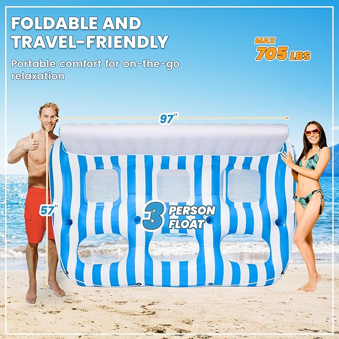 Inflatable Pool Lounger Float for Adults, Large Pool Floats Chair Lounge with Handles and Cup Phone Holder, Water Float Tanning Pool Party Toys for Outdoor, Beach, Swimming Pool, Lake, River
