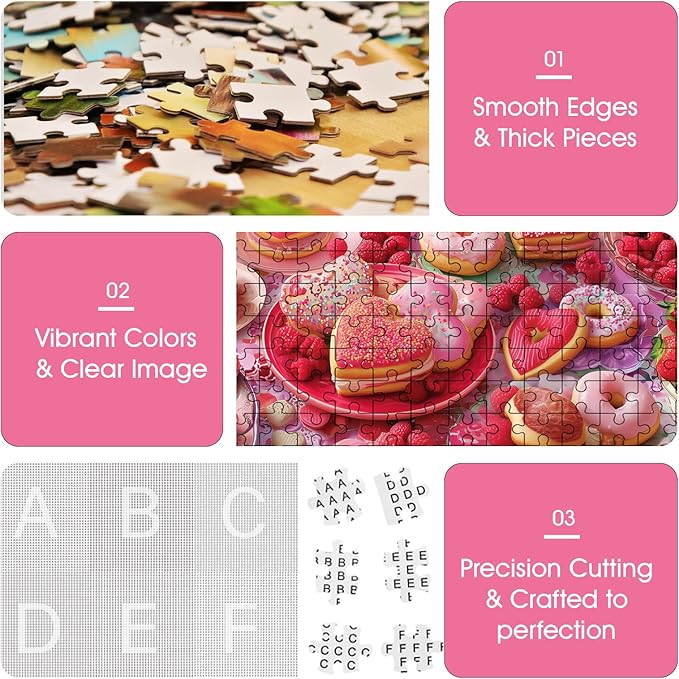 500 Piece Puzzle for Adults – Donuts Dessert Jigsaw Puzzle 500 Pieces for Adults – Interlock Perfectly Letter on Back No Dust, Home Decor Birthday Party Gift Toy for Men Women Elders Seniors