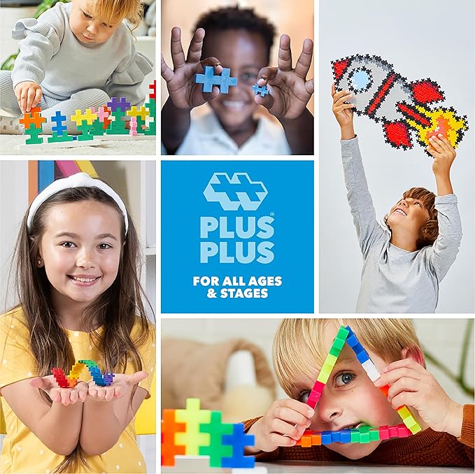 PLUS PLUS 240 Piece Interlocking Building Blocks for Kids, Open Ended Connecting Toys, Stem Bin Classroom Mini Manipulatives - Pumpkin Spice Mix Play Tube