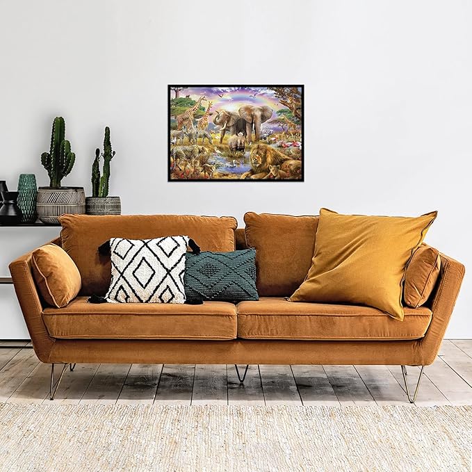 CHengQiSM 1000 Piece Puzzle for Adults, African Animal Puzzles for Adults 1000 Pieces, Jungle Animals Jigsaw Puzzle for Adults Teens Seniors, Premium Thick Cardboard, Finished Size 27.6 x 19.7 inches