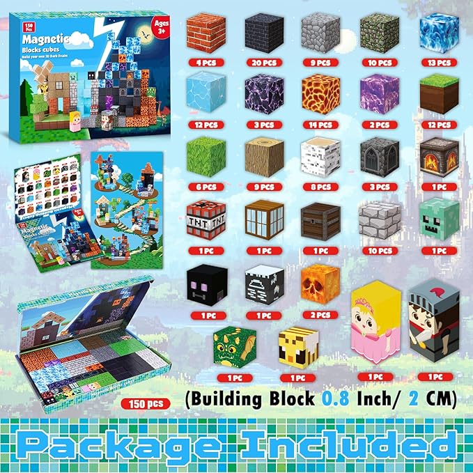 Magnetic Blocks - 150 PCS Build Dark Hell Forest Castle - Magnetic Toys for Montessori Toddler Easter Christmas Birthday Gifts - STEM Sensory Toys for 3 4 5 6 7 8 9 10 Year Old Boys & Girls