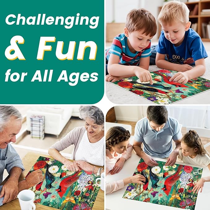Puzzles 300 Pieces for Adults, 300 Piece Bird Garden Adult Puzzles Jigsaw Puzzle, Recycled Cardboard Puzzle Game, Family Activity Night, Great Gift Toy for Family, Friends, Kids, 20.5 * 15 Inch