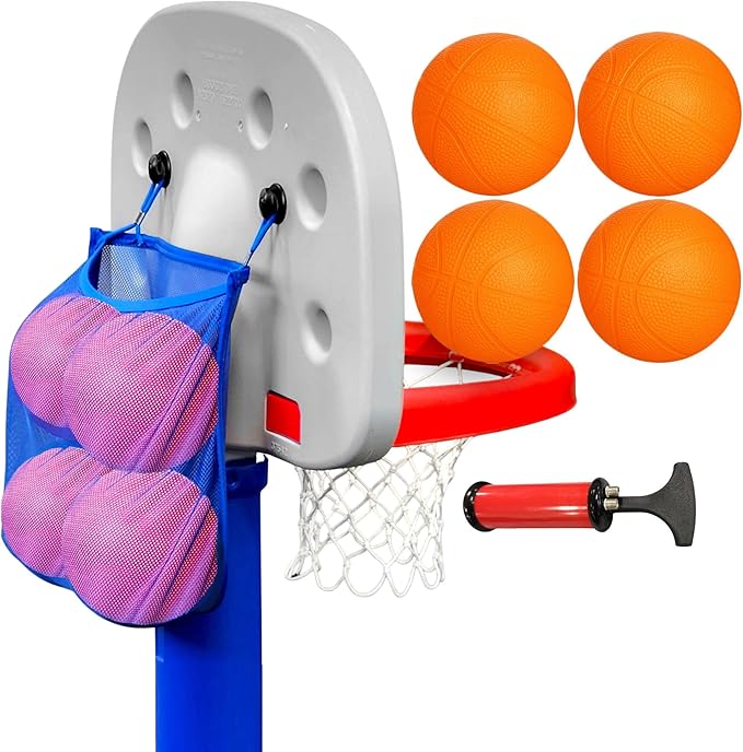GALVANOX Mini Rubber Basketballs with Pump (7" Inch) Includes Mesh Storage Bag Designed for Little Tikes Basketball Hoop