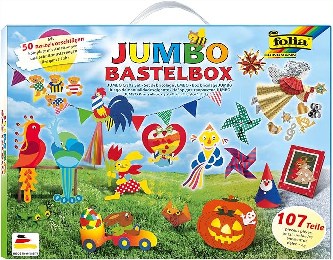 Folia 50915/1 Jumbo Craft Case with 107 Pieces, Huge Selection of Craft Materials for Children and Adults