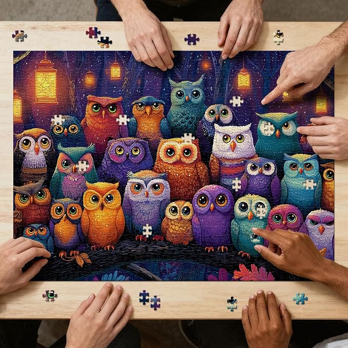 1000 Piece Puzzle for Adults - Owl Family Jigsaw Puzzles - Brain Teaser Adult Puzzles - Christmas Birthday Gifts for Women/Men