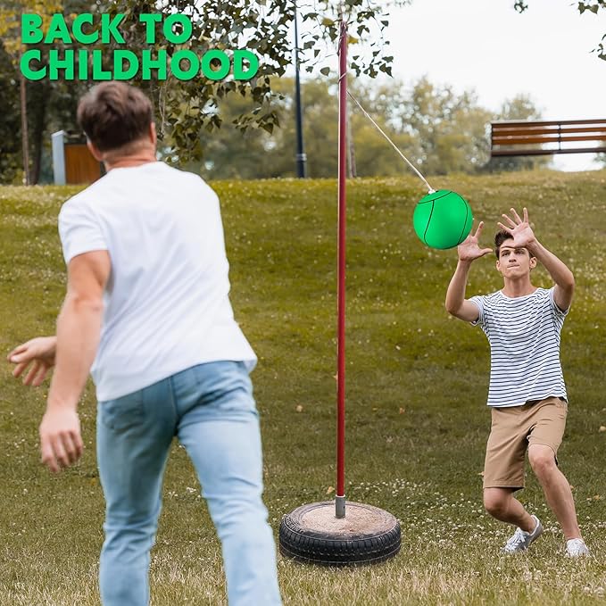Shappy Tetherball Soft Tether Balls and Rope Set Game Replacement Tetherball Set Rubber Tether Ball Equipment for Kids Adults Indoor Outdoor Playground Yard Backyard Play