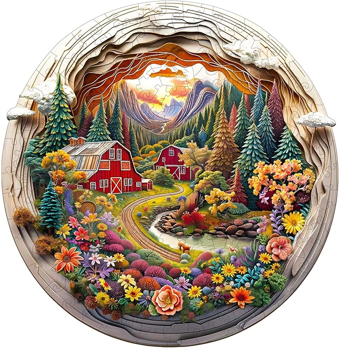 Wooden Jigsaw Puzzles, Farm Wooden Puzzles for Adults with Unique Shape, Birthday Gifts for Adults Family Game,11.4"x11.4"-200pcs