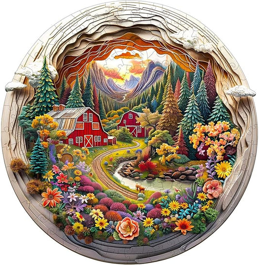 Wooden Jigsaw Puzzles, Farm Wooden Puzzles for Adults with Unique Shape, Birthday Gifts for Adults Family Game,11.4"x11.4"-200pcs