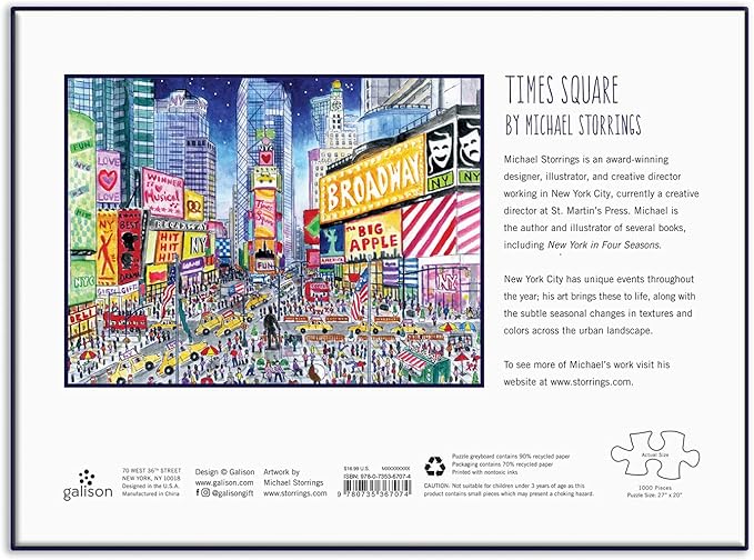 Galison Michael Storrings Times Square 1000 Piece Puzzle Bookstore