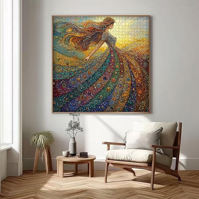 PICKFORU Gemstone Woman Puzzle for Adults 1000 Pieces，Beauty Elegant Lady Jigsaw Puzzle with Colorful Crystal Diamond, Impossible Difficult Hard Challenge for Adults Aesthetic Puzzle