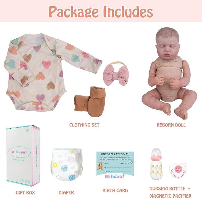 Milidool Realistic Reborn Baby Dolls - 20 Inch Cute Soft Vinyl Newborn Baby Doll Poseable Real Life Baby Dolls with Complete Accessories Toy for 3+ Years Old Girls Gifts, Pretend Play, Collection