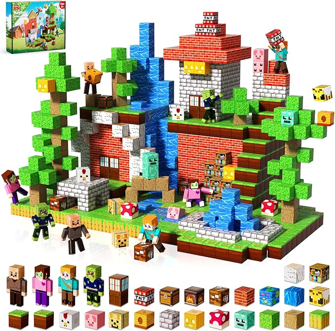 160 Pcs Magnetic Blocks - Magnetic Building Blocks for Kids Ages 4-8, Magnet Cubes Stacking Toy, Classroom STEM Toys, Easter Birthday Gift for 3+ Year Old Boys Girls (Patent Pending)
