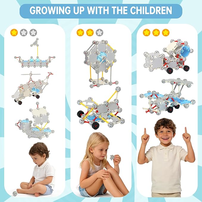 160 Pcs STEM Building Toys for Kids,Creative Educational Building Blocks Sets,Engineering Building Kits for 3-5 4-8 5-7 8-12 Year Old Boys & Girls,Learning Toys & Birthday Gift for Toddlers