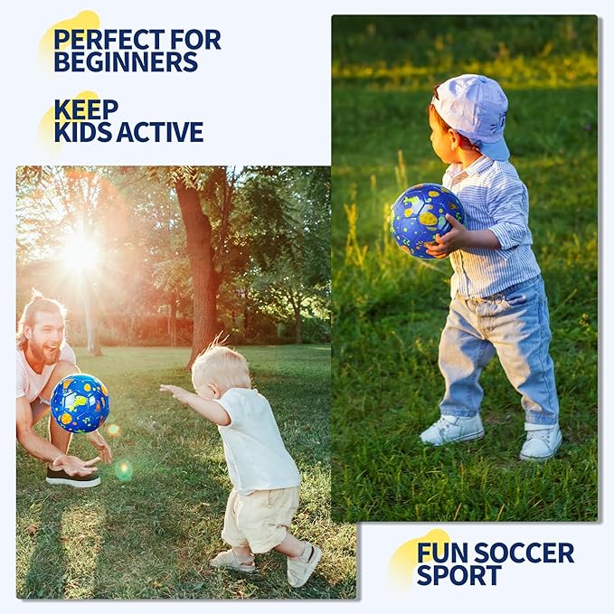 Soccer Ball Size 2 Size 3 Size 4 For Toddlers Kids Ages 1-3 3-8 8-12 - Glitter Unicorn Dinosaur Design - Sports & Outdoors Ball with Pump Deflated - Gift for Girls Boys Children Youth School Birthday