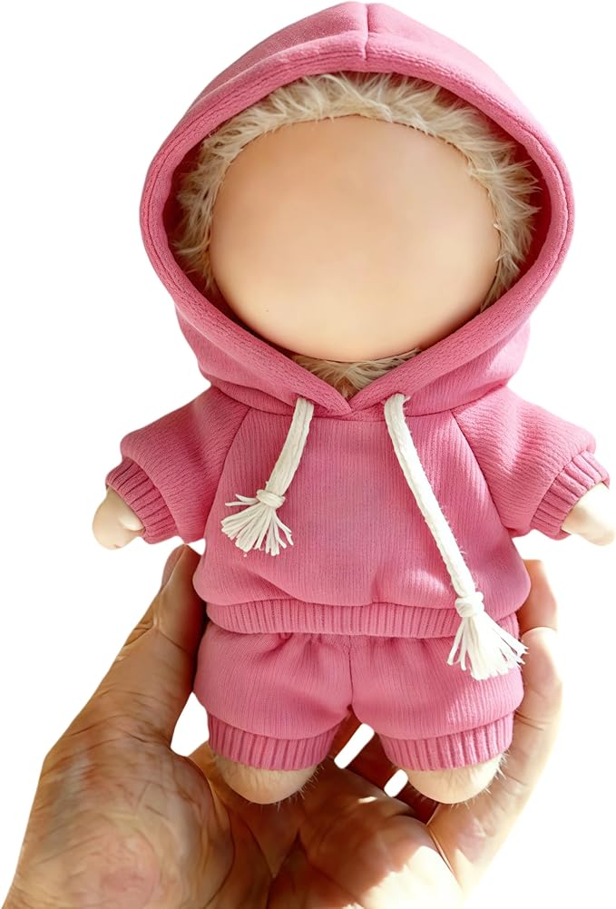 Hoodies Clothes for LABUBU 17cm Doll (NO Doll), Casual Style Costumes for LABUBU Dress up Unique Style, Cute and Premium Dolls Outfit Accessories for LABUBU (Pink Sweatshirt)