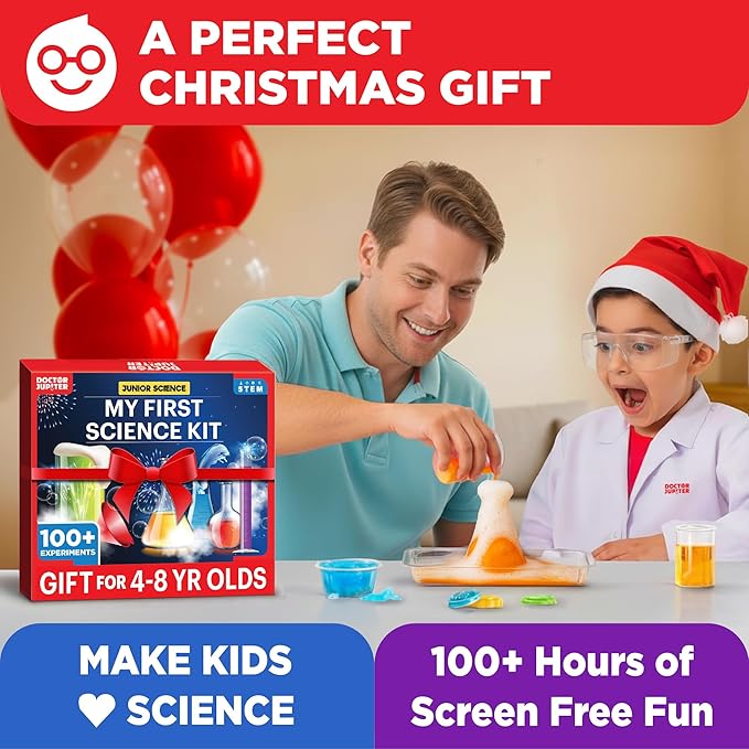Doctor Jupiter My First Science Kit for Kids Ages 4-5-6-7-8 | Easter, Birthday Gift Ideas for 4+ Year Old Boys & Girls | Toy Stem Kit with 100+ Experiments | Learning & Educational Projects