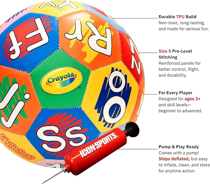 Crayola Official Soccer Ball - Unisex Kids - CRAY202BL Alphabet Size 5