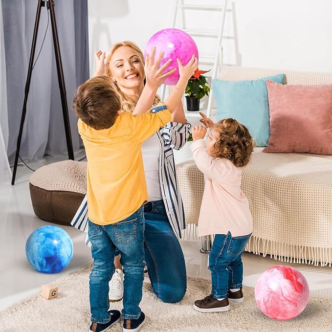 AMOR PRESENT 2PCS Inflatable Playground Balls, 8.7 Inch Marbleized Bouncy Balls Rubber Kickballs Giant Dodgeballs, for Indoor Outdoor Ball Games