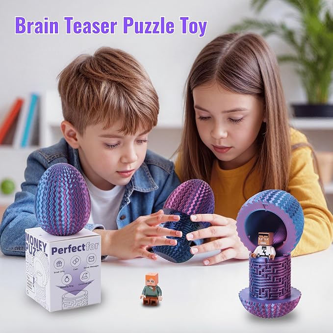 Maze Egg Money Puzzle Gift Box: Available in 4 Unique Internal Designs - Secret Cash Holder & Surprise Gift Container for Easter, Birthday, Wedding - Fun Brain Teaser Toy for Kids & Adults