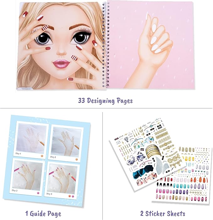 BSCOOL - Drawing, Coloring & Activity Book. Nail Design Book with Stickers and Guides. Fashion Design Sketchbook for Kids 5 and up. Little Designer Book - Nail Sticker Book. Easter Gift for Girls