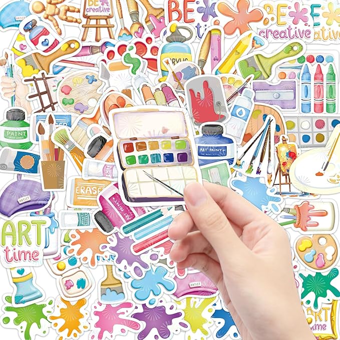 Fancy Land Art Painting Stickers for Kids 100 Pcs Waterproof Artist Painting Party Favors School Classroom Supplies