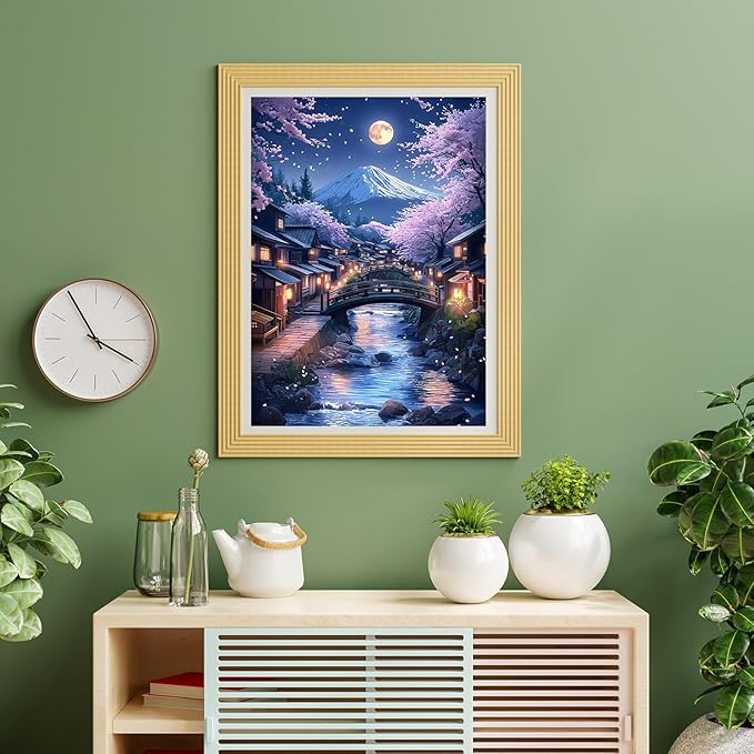 Puzzles for Adults 500 Pieces, Cherry Blossom Jigsaw Puzzles - Cherry Blossom Village, Impossible Unique Puzzle for Seniors Family, 20.47 x 14.96 inches, 1:1 Poster, Letter on The Back