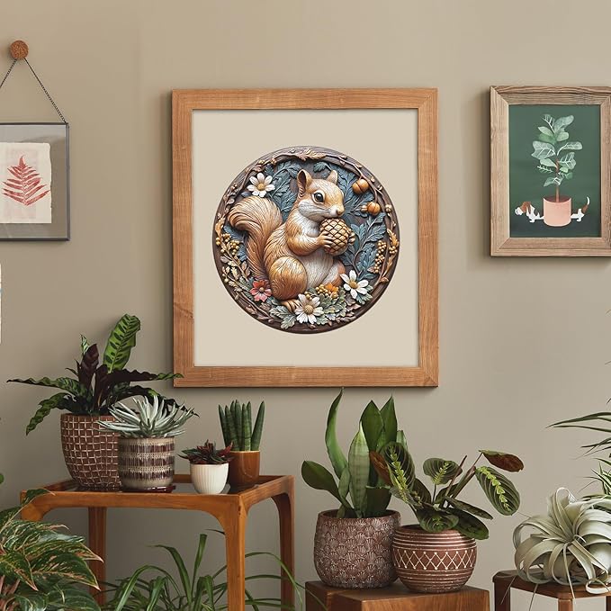 Jigfoxy Wooden Puzzles for Adults, Squirrel Wood Puzzles Adult, Unique Animal-Shaped Wooden Jigsaw Puzzles for Adults, Christmas Thanksgiving Gifts for Family and Friends (L-13.4 * 13.4in-270pcs)