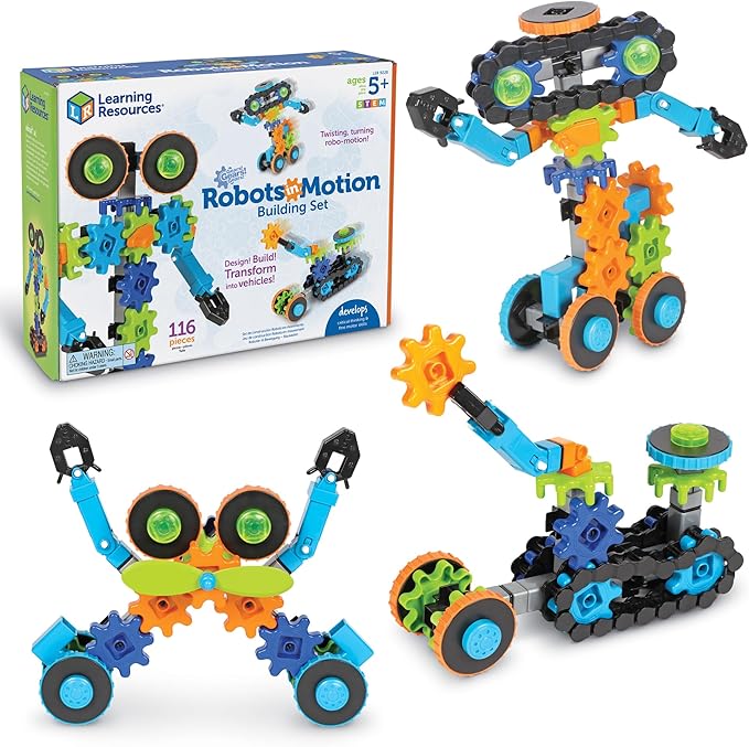 Learning Resources Gears Gears Gears Robots In Motion - Building Toys, STEM Activities, Fine Motor Skills, Toddler Construction Explorer Kit, Kindergarten Science, Boys and Girls Gifts