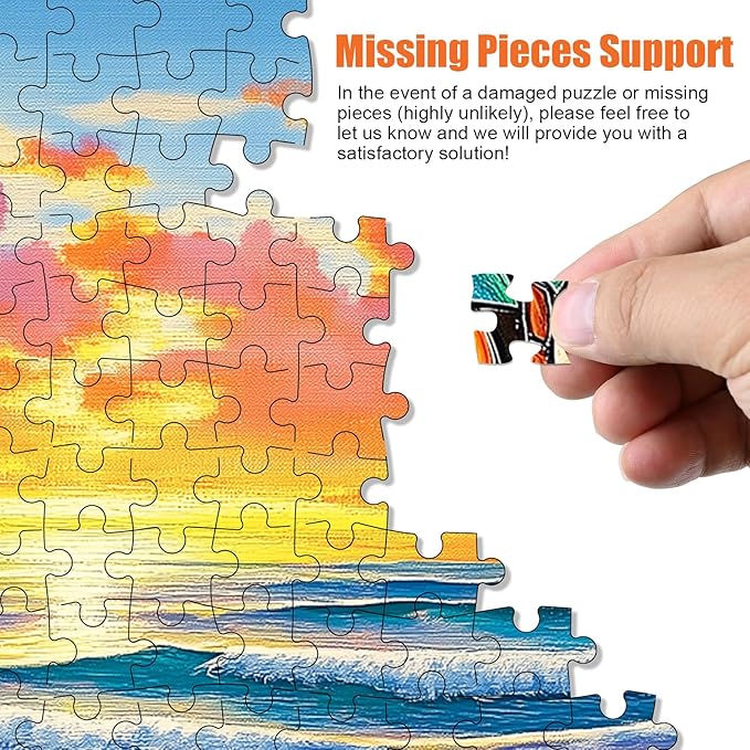Beach Puzzles for Adults 500 Pieces - Colorful Puzzles Beach Lounge Chair Scene, Summer Jigsaw Puzzle with Letters on Back, Challenging Hard Difficult Sunset Landscape Puzzle as Home Coast Art Decor