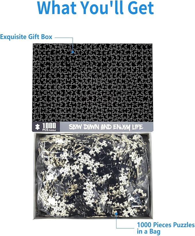1000 Piece Puzzle for Adults, Black Jigsaw Puzzles 1000 Pieces with Letters on Back, Impossible Difficult Hard Puzzles for Adults Seniors Teens Challenging Gift, Finished Size 27.6 x 19.7 inches