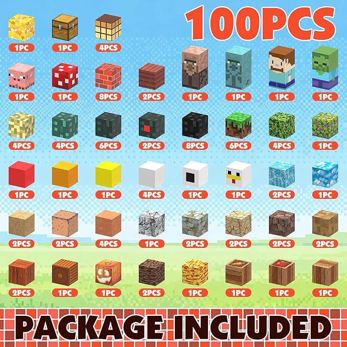 Magnetic Blocks - 100 PCS Magnetic Building Blocks, 0.8 inch Magnet Cubes Stacking Construction Toys for Kids Age 3+, STEM Building Set Birthday Gifts for Boys Girls