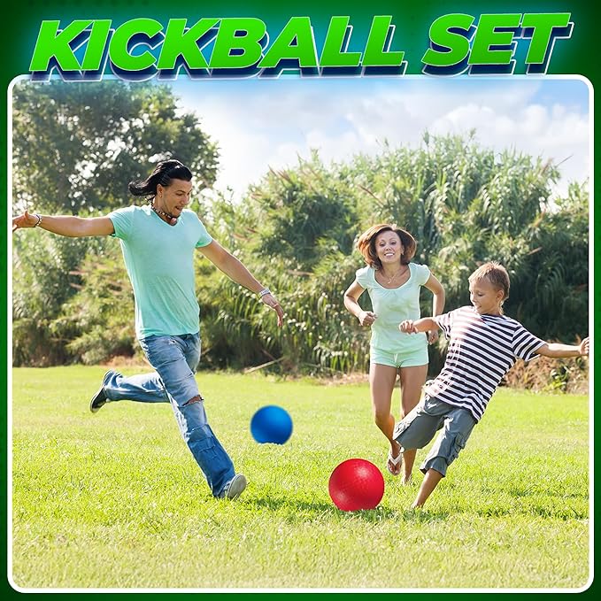 Red & Blue Kickball Set - (8.5 Inch) with Pump for Toddlers Kids & Adults - Indoor & Outdoor Gym Sports Toys - Fun Playground Balls for Kids Dodgeball, Four Square, PE, Games, Recess and More