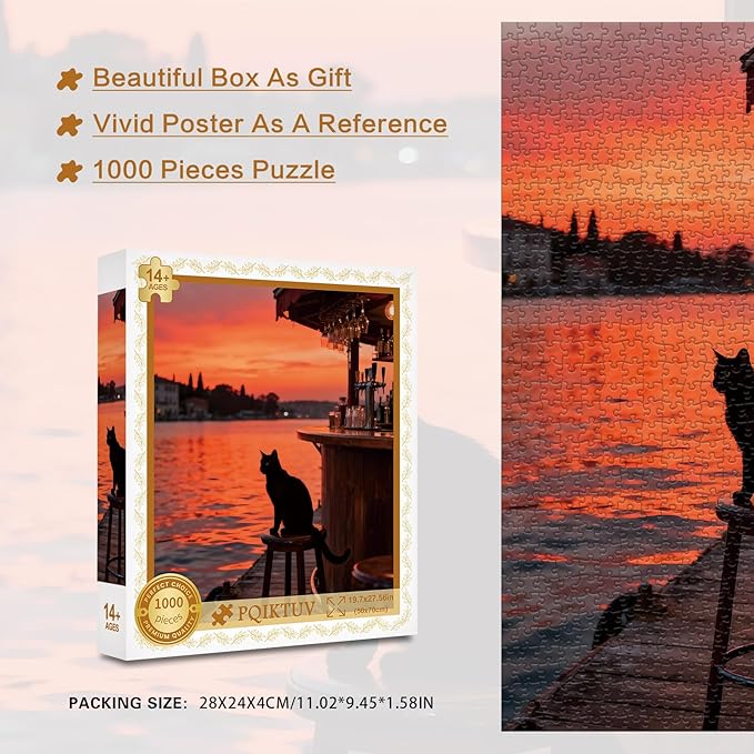 Puzzles 1000 Pieces Puzzles for Adults Landscape Puzzle with Letters on Back Jigsaw Puzzles Family Decoration Fun Gift Challenging Puzzle for Valentine Friends Parents (27.56x19.7 Inch)