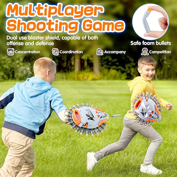 Shooting Game Toys for Boys Age 6 7 8 9 10+ Years Old, Kids Sports & Outdoor Games Toy Foam Blasters, 30 Consecutive Launches Shooting Shield with 40 Darts, Cool Toy Guns for Christmas Birthday Gift