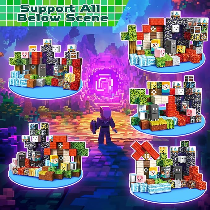 100 PCS 0.8in Magnetic Blocks - Easter Toys for Kids, Magnetic Building Blocks Cubes, Stacking Magnets, School STEM Toys Birthday Gifts for Boys and Girls Age 3+ Years Old (Theme: Portal)