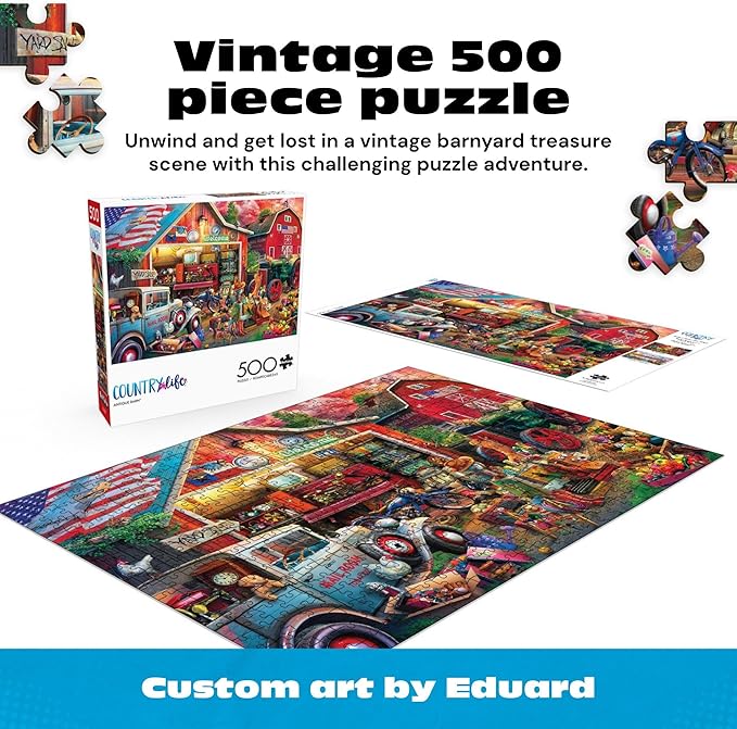 Buffalo Games - Antique Barn - Eduard - 500 Piece Jigsaw Puzzle for Adults - Charming Country Life Scene - Challenging Puzzle Perfect for Game Nights - Finished Size 21.25 x 15.00