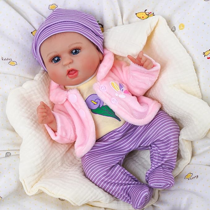 BABESIDE Alive Baby Doll Clothes for 8-12 Inch Dolls, 3 Set Doll Clothes Outfits, Baby Doll Accessories Romper Suit, Coat and Hat for Baby Dolls,Easter Pretend Play Accessories for Kids 3+
