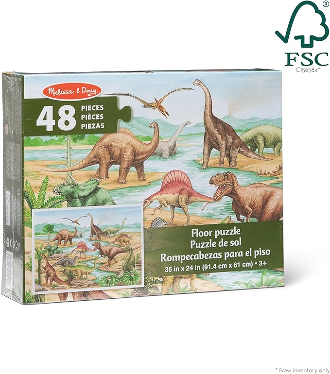 Melissa & Doug Dinosaurs Floor Puzzle - 48 Pieces (2 Feet x 3 Feet Assembled) - FSC Certified