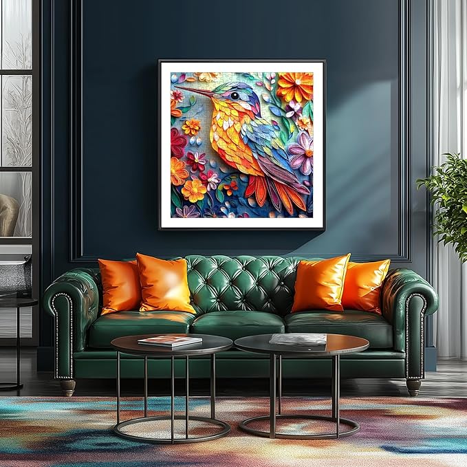 500 Piece Hummingbird Jigsaw Puzzles for Adults, Paper Flower Art Bird Puzzles Challenging for Family Fun Party Game Gifts Decoration (20 x 20 Inch)
