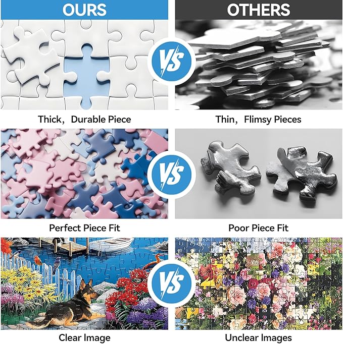 300 Piece Puzzles for Adults, 300 Piece Puzzles for Adults Large Piece, Village Lighthouse Dog Bird Rainbow Jigsaw Puzzle, Challenging Puzzle Perfect for Game Nights, 20.5 X 15 in