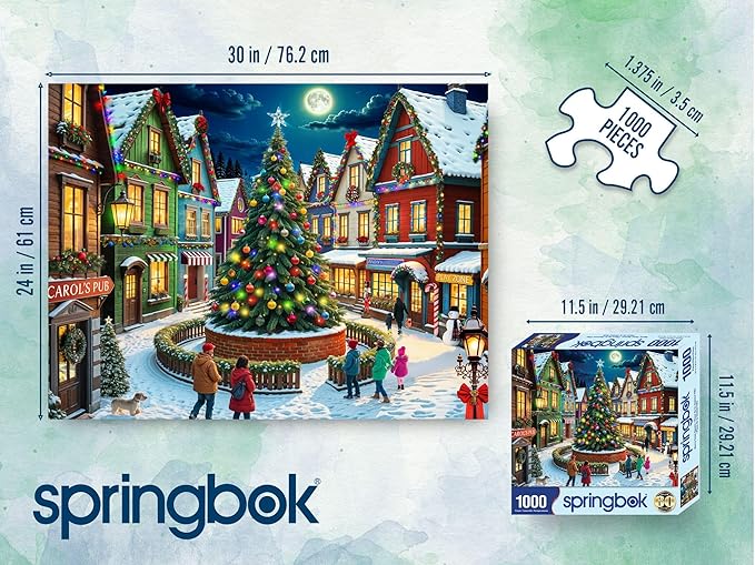 Springbok Merry Town Square 1000 Piece Jigsaw Puzzle for Adults - Christmas and Holiday Puzzle - Unique Cut Pieces - Made in USA